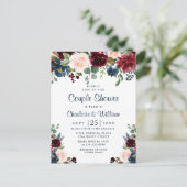 Invitations de douche Floral Couple de la marine d (Debout devant)