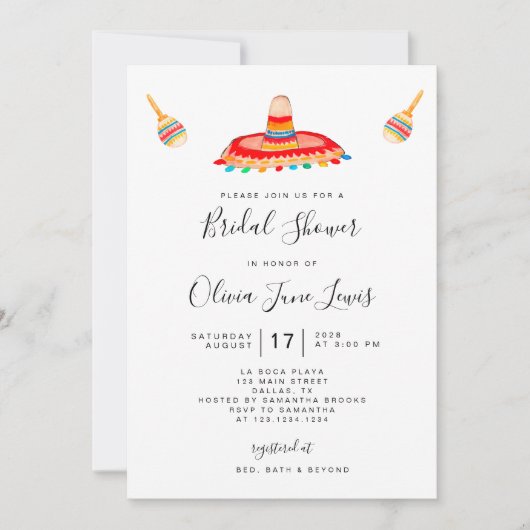Invitations De Douche Mariale Fiesta Avec Sombrero (Devant)