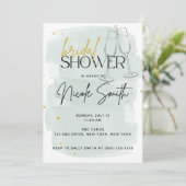 Invitations de douche moderne Sage vert et or (Debout devant)
