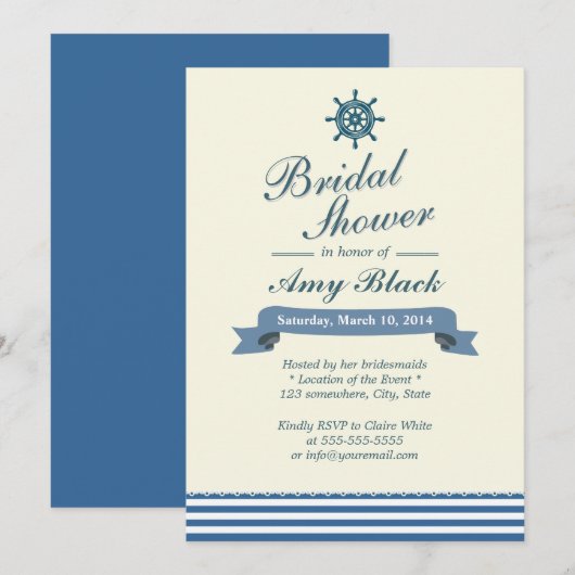 Invitations de douche nautique à roue (Devant / Derrière)