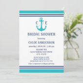 Invitations de douche nautique bleu clair (Debout devant)