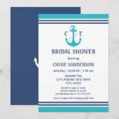 Invitations de douche nautique bleu clair (Devant / Derrière)