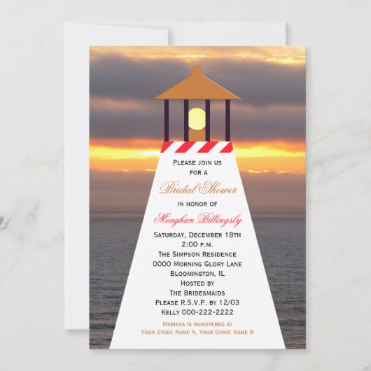 Invitations de douche nautique - Phare (Devant)