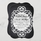 Invitations de douche nuptiale à cadre Vintage Cha (Devant / Derrière)