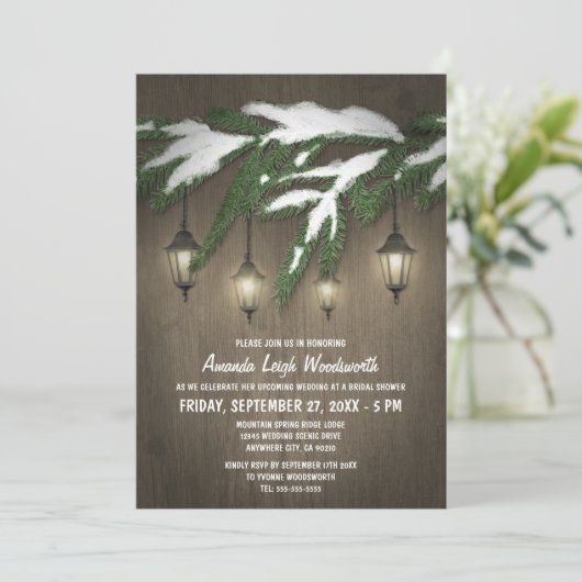 Invitations de douche nuptiale À feuillage persist (Debout devant)