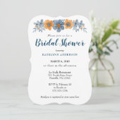 Invitations de douche nuptiale à fleurs bleues et (Debout devant)