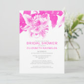 Invitations de douche nuptiale à fleurs roses chau (Debout devant)