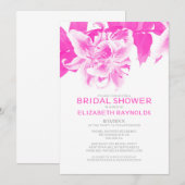 Invitations de douche nuptiale à fleurs roses chau (Devant / Derrière)