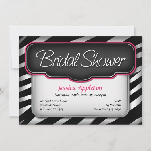 Invitations de douche nuptiale à imprimer Zebra (Devant)