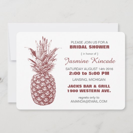 Invitations de douche nuptiale à l'ananas (Devant)