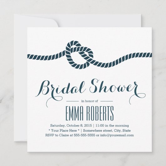 Invitations de douche nuptiale à nouer (Devant)