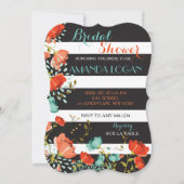 Invitations de douche nuptiale à rayures florales  (Devant)