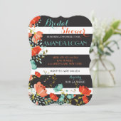 Invitations de douche nuptiale à rayures florales  (Debout devant)