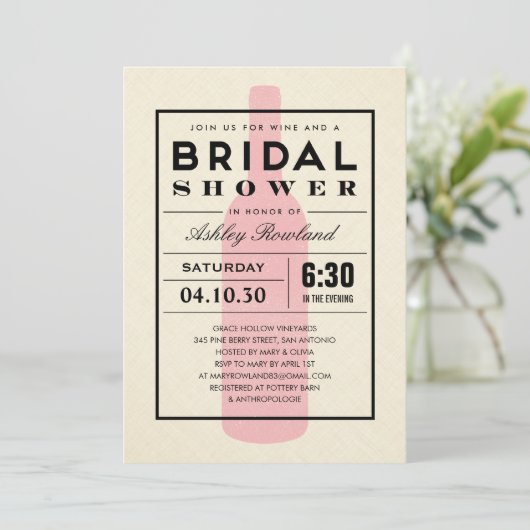 Invitations de douche nuptiale à thème vin (Debout devant)