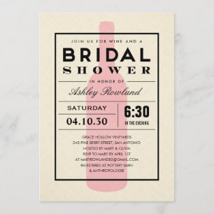 Invitations de douche nuptiale à thème vin