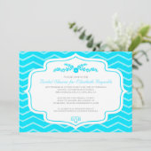 Invitations de douche nuptiale Aqua Chevron (Debout devant)