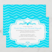 Invitations de douche nuptiale Aqua Chevron (Devant / Derrière)
