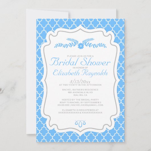 Invitations de douche nuptiale Aqua Quatrefoil (Devant)
