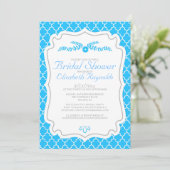 Invitations de douche nuptiale Aqua Quatrefoil (Debout devant)