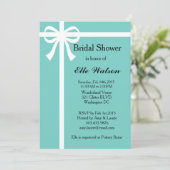 Invitations de douche nuptiale Aqua, Ruban blanc (Debout devant)