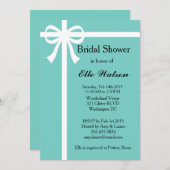 Invitations de douche nuptiale Aqua, Ruban blanc (Devant / Derrière)