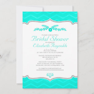 Invitations de douche nuptiale Aqua Zigzag