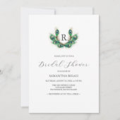 Invitations de douche nuptiale Aquarelle Peacock (Devant)