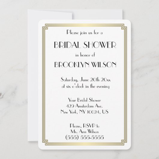 Invitations de douche nuptiale Art Déco de Porte r (Devant)