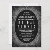 Invitations de douche nuptiale Art déco noir & arg (Devant)