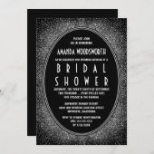 Invitations de douche nuptiale Art déco noir & arg (Devant / Derrière)