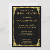 Invitations de douche nuptiale Art Déco Noir Et Or (Devant)