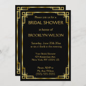 Invitations de douche nuptiale Art Déco Noir Et Or (Devant / Derrière)