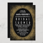 Invitations de douche nuptiale Art déco noir et or (Devant / Derrière)