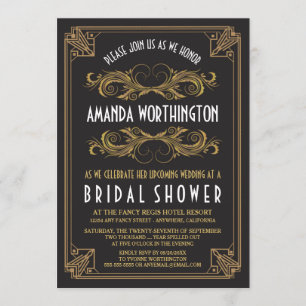 Invitations de douche nuptiale Art Déco Vintage