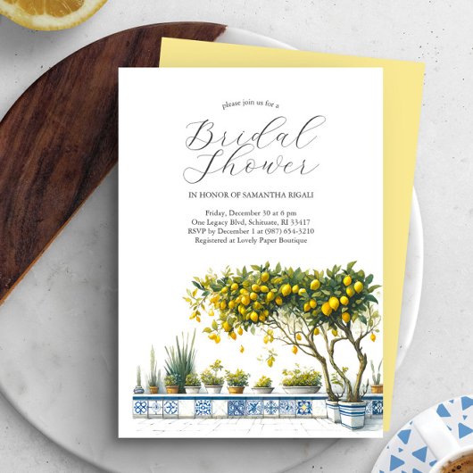 Invitations de douche nuptiale au citron personnal