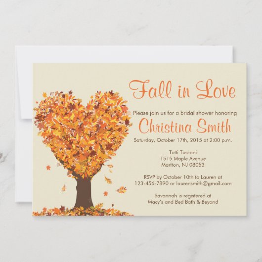Invitations de douche nuptiale automne - automne d (Devant)