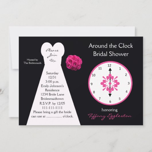 Invitations de douche nuptiale autour de l'horloge (Devant)