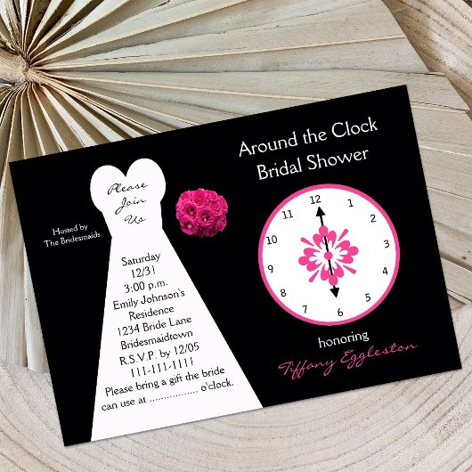 Invitations de douche nuptiale autour de l'horloge