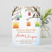 Invitations de douche nuptiale aux lanternes flora (Debout devant)
