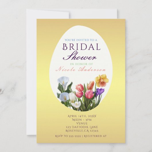 Invitations de douche nuptiale aux oeufs de Pâques (Devant)