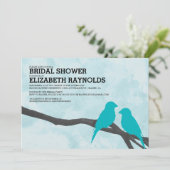 Invitations de douche nuptiale aux oiseaux bleus m (Debout devant)