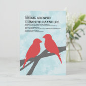 Invitations de douche nuptiale aux oiseaux rouges (Debout devant)