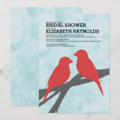 Invitations de douche nuptiale aux oiseaux rouges (Devant / Derrière)