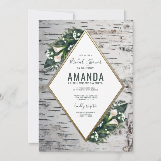 Invitations de douche nuptiale Birch Tree Woodland (Devant)