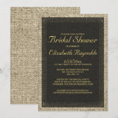 Invitations de douche nuptiale Black & Gold Burlap (Devant / Derrière)
