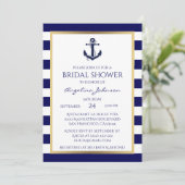 Invitations de douche nuptiale bleu/blanc de la ma (Debout devant)