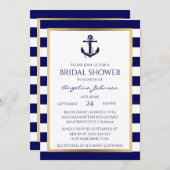 Invitations de douche nuptiale bleu/blanc de la ma (Devant / Derrière)