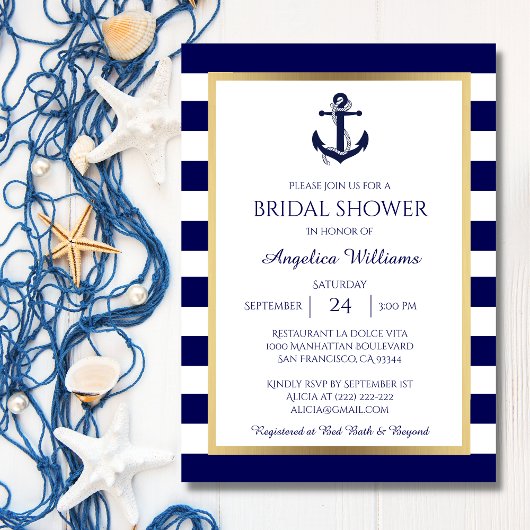 Invitations de douche nuptiale bleu/blanc de la ma
