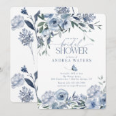 Invitations de douche nuptiale bleu Dusty (Devant / Derrière)