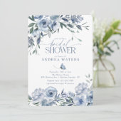 Invitations de douche nuptiale bleu Dusty (Debout devant)